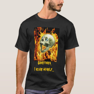 Camiseta Crânio Gótico, Chamas, Horror de Halloween