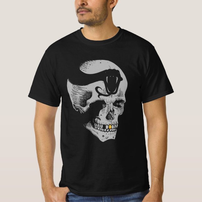 Camiseta Crânio Gótico com Cobra (Frente)