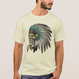 Camiseta Crânio gótico tribal indiano do nativo americano