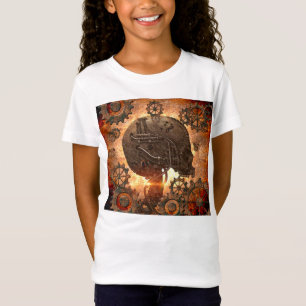 Camiseta Crânio impressionante do steampunk com engrenagens
