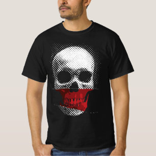 Camiseta Crânio Infravermelho: Desenho Pontilhado em Tons d