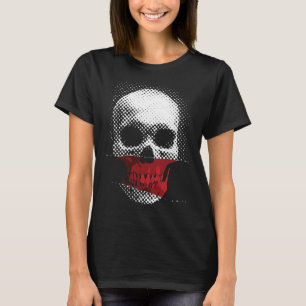 Camiseta Crânio Infravermelho: Desenho Pontilhado em Tons d
