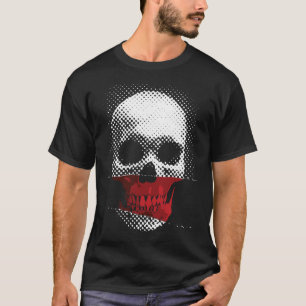 Camiseta Crânio Infravermelho: Desenho Pontilhado em Tons d