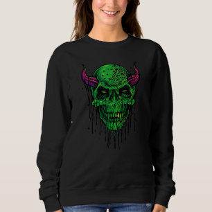 Camiseta Crânio Mau de Zumbi Vibrações de Halloween