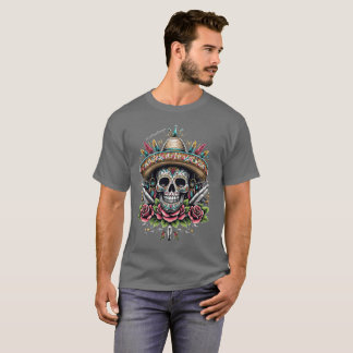 Camiseta Crânio Mexicano, Calaca, Cultura Mexicana, Sombrer