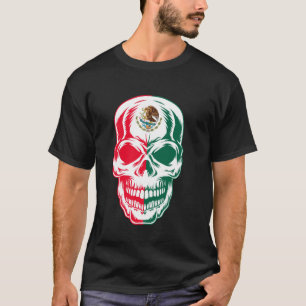 Camiseta Crânio México Patriótico Mexicano Asteca Dia dos M