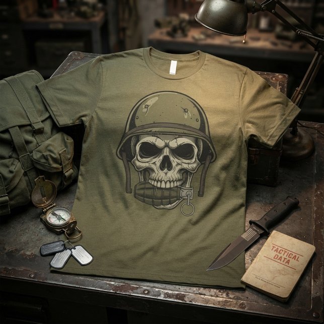 Camiseta Crânio Militar com Granada (Criador carregado)