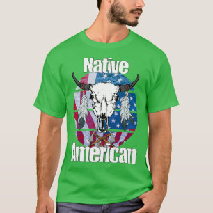 Camiseta Crânio nativo americano e machados com U