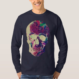 Camiseta Crânio Neon Abstrato: Caos Vibrante
