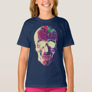 Camiseta Crânio Neon Abstrato: Caos Vibrante