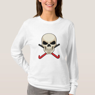 Camiseta Crânio no Hockey com taco de Hockey