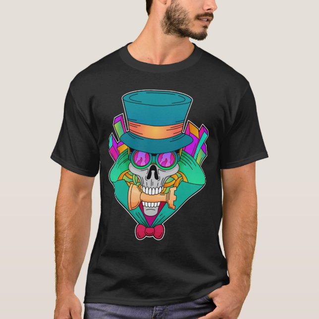 Camiseta Crânio no xadrez com torta de xadrez (Frente)