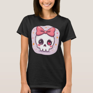 Camiseta Cranio Pastel Goth com Laço