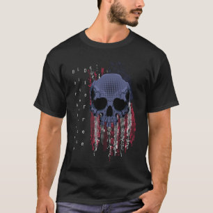 Camiseta Crânio Patriótico Nascer Livre Viver Livre Morrer