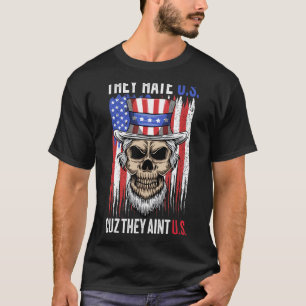 Camiseta Crânio Patriótico Tio Sam American Flag 4º De Jul