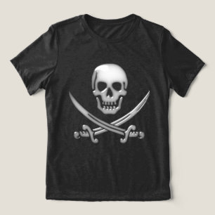 Camiseta Crânio Pirata Glassado e Espadas Cruzadas