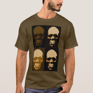 Camiseta Crânio Pop de Arte Castanha e Na moda
