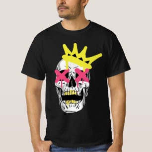 Camiseta Crânio Real: Coroa Rosa com X nos Olhos Arte