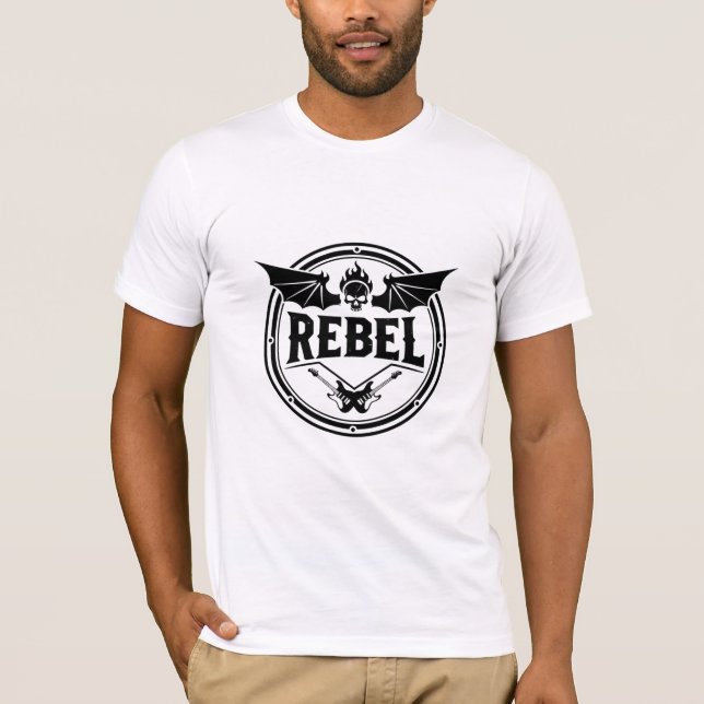 Camiseta Crânio Rebelde & Guitarras (Frente)
