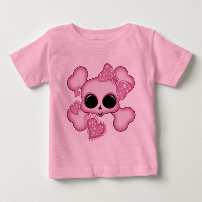 Camiseta Crânio rosa-claro (Frente)
