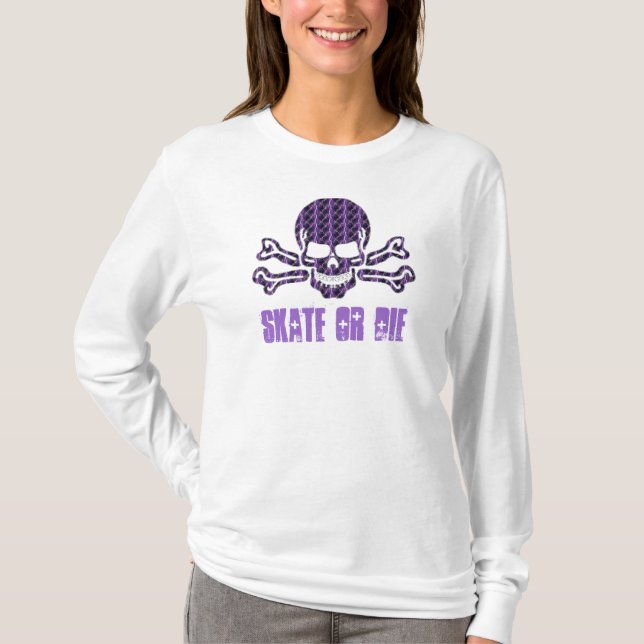 Camiseta crânio roxo e crossbones do relâmpago (Frente)