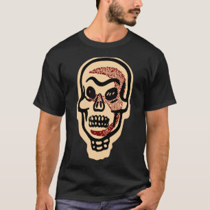Camiseta Crânio Rustic Orange Halloween Realces Vermelhos