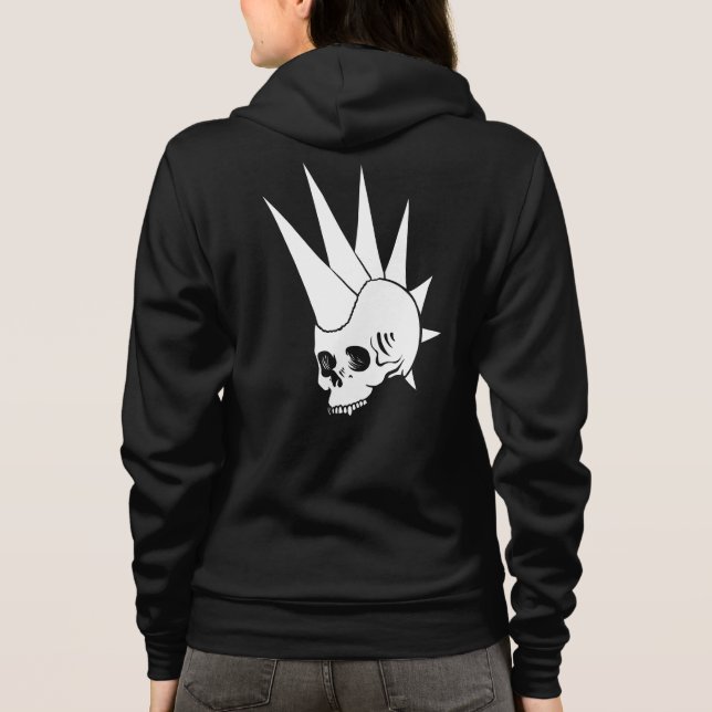 Camiseta Cranio sem mandíbula punk personalizável Versão 2 (Verso)