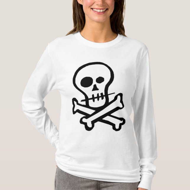 Camiseta Crânio simples & Crossbones de B&W (Frente)