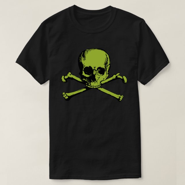 Camiseta Crânio Verde E Crossbones (Frente do Design)