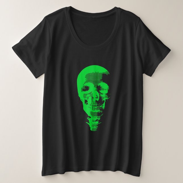 Camiseta Crânio Verde Pixelado (Frente do Design)