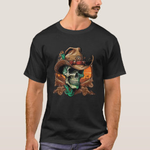 Camiseta Crânio Vestindo cowboy Hespleton T Shirt