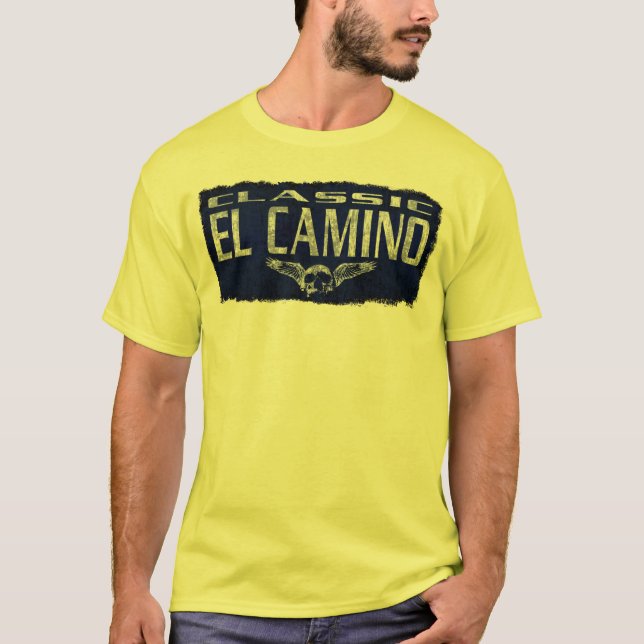 Camiseta Crânio voado do EL Camino de Chevy clássico azul (Frente)
