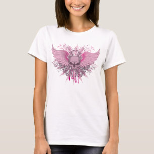 CAMISETA CRÂNIO VOADO ROSA DO GRUNGE