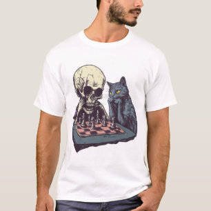 Camiseta Cranio vs Gato � Batalha Engraçada de Xadrez
