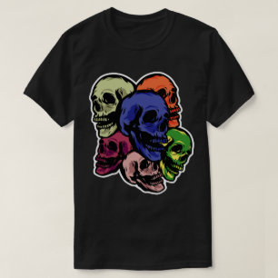 Camiseta Crânios Coloridos