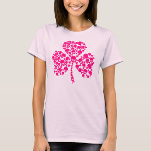 Camiseta Crânios cor-de-rosa do trevo do Dia de São