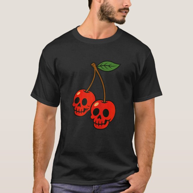 Camiseta Crânios de Cereja Lindos e Assustadores Zíper de F (Frente)