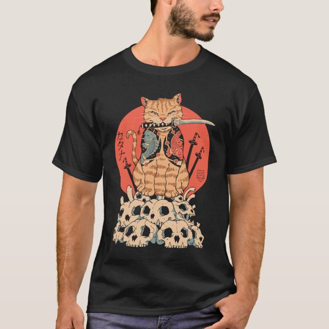 Camiseta Crânios de Guerreiro de Gato (Frente)
