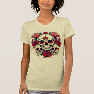 Camiseta Crânios e Rosas