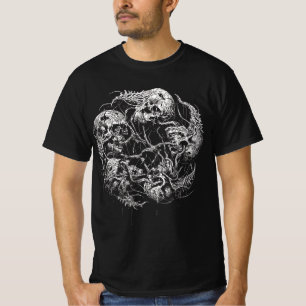Camiseta Crânios Etéreos Entrelaçados em Vinhas