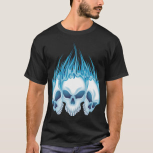 Camiseta Crânios flamejantes azuis