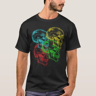 Camiseta Crânios Ilustrativos do Neon Psicodélico