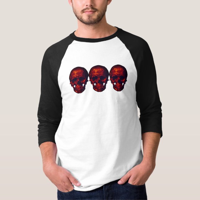 Camiseta Crânios vermelhos góticos (Frente)