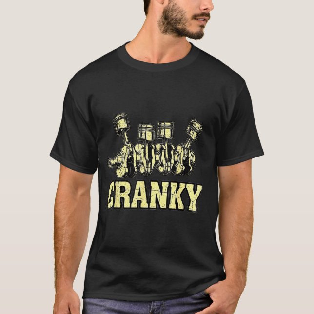 Camiseta Cranky Car Engine Crankshaft Fathers Day Dad Men H (Frente)