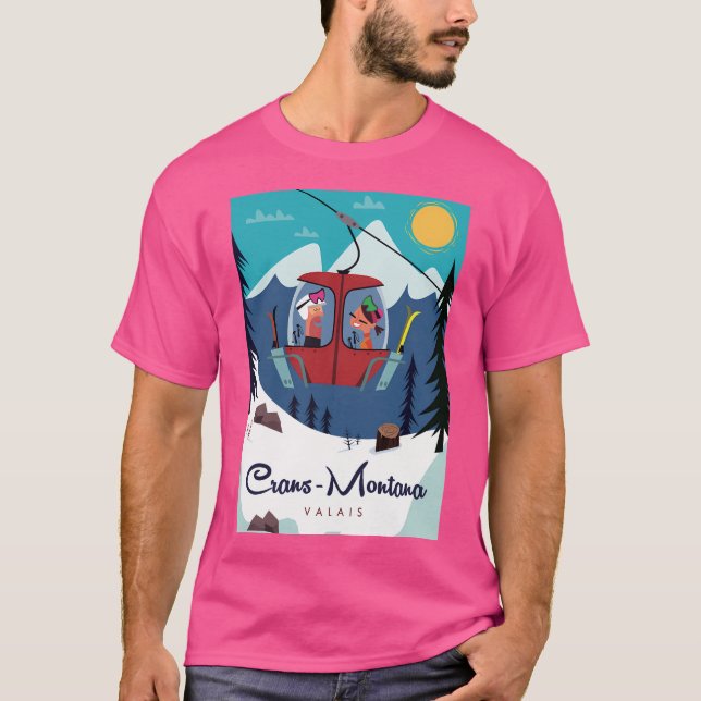 Camiseta Crans-Montana Ski Poster (Frente)