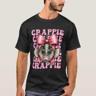 Camiseta Crappie Peixe Engraçado Menina Coquete Laço Fita R
