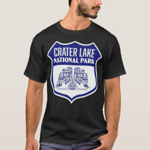 Camiseta Crater Lake National Park Retro Bird Shield Blue