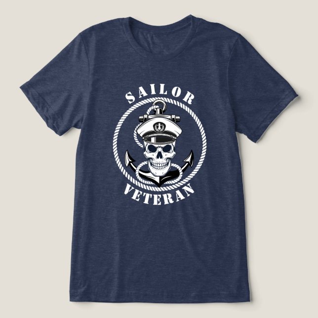 Camiseta Cravo de Caveira Orgulho Náutico Veterano Marinhei (Design frontal)