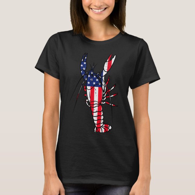 Camiseta Crawfish Us Flag Crayfish Lobster Patriotic Men Wo (Frente)