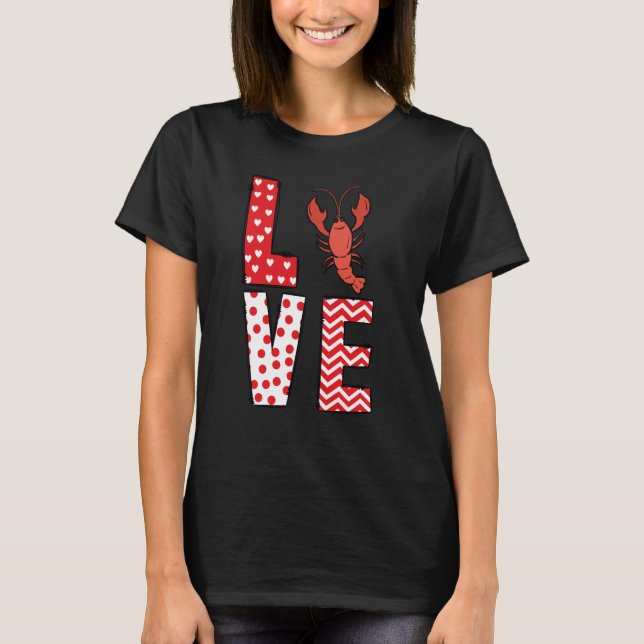 Camiseta Crawfish Valentines Day Love Valentine Cute Hearts (Frente)